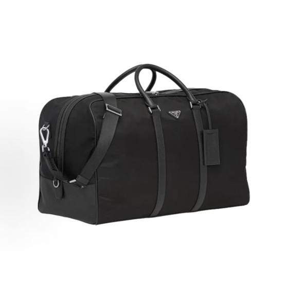 PRADA brand Logo travel bag handbag, unisex couple style, black